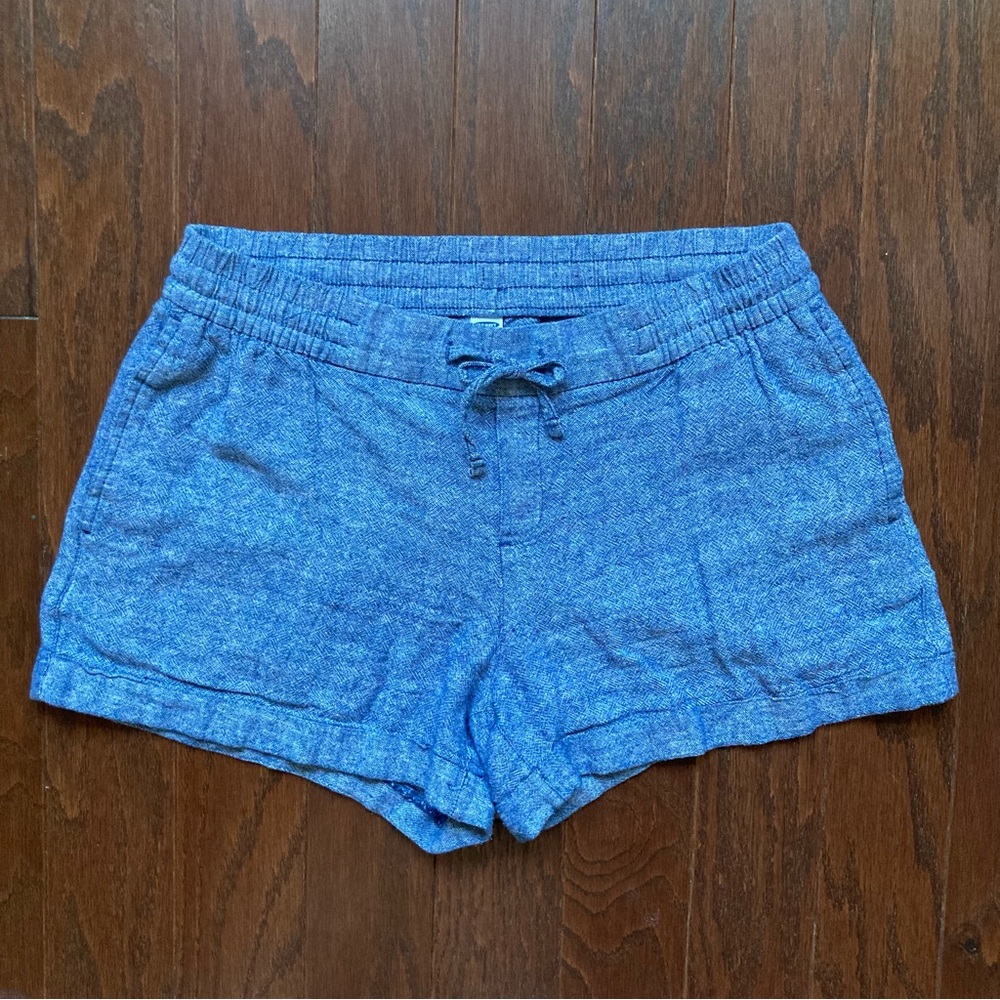Blue Linen Blend Women's Shorts